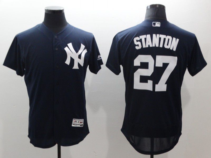 Men New York Yankees #27 Stanton Blue Elite MLB Jerseys